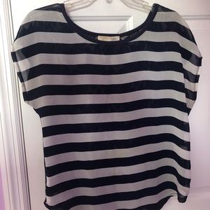 Chiffon striped lace top
